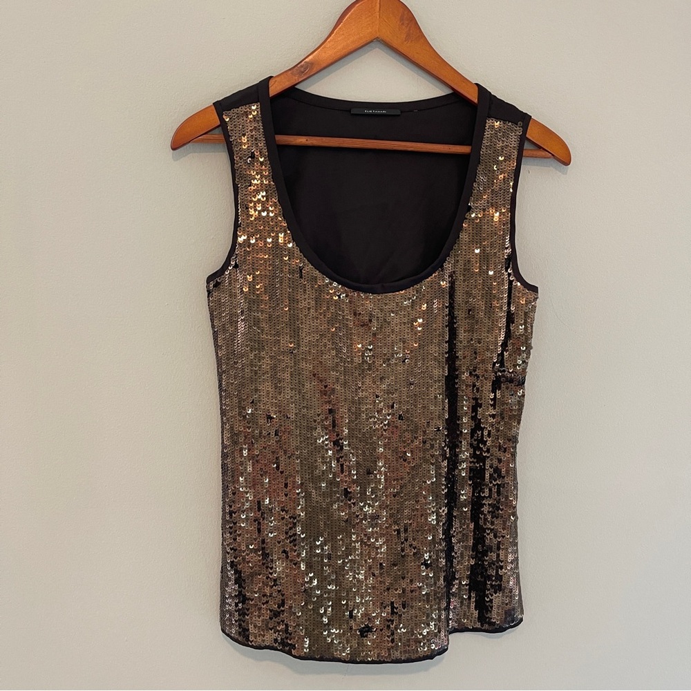 Elie Tahari Brown Sequin Tank Top Size XS